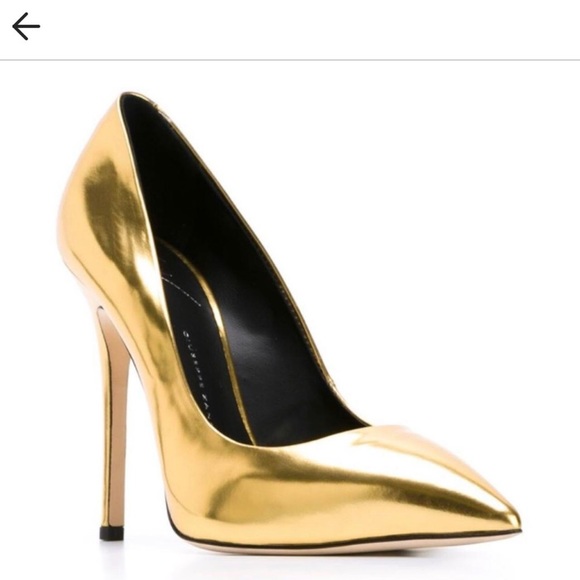 Giuseppe Zanotti Gold Patent Leather Pointed Toe Pumps Size 39 - Picture 10 of 14